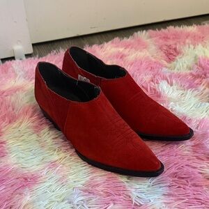 Elegant Red Suede Ankle Boots
